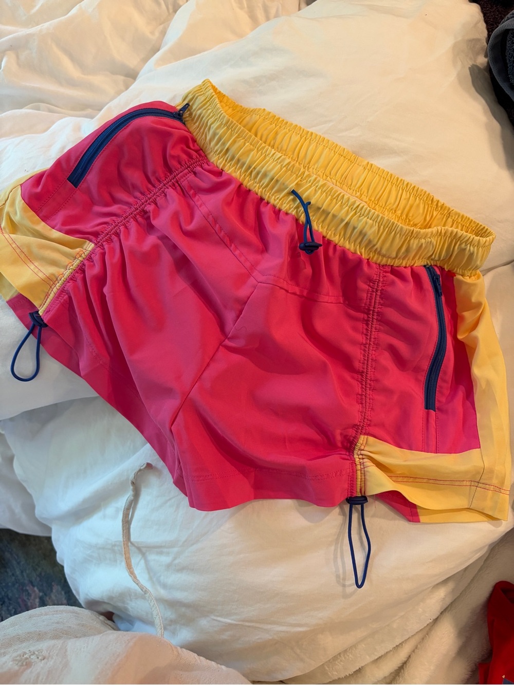 Pink & Yellow 90’s Mom Style Women's Athletic Shorts